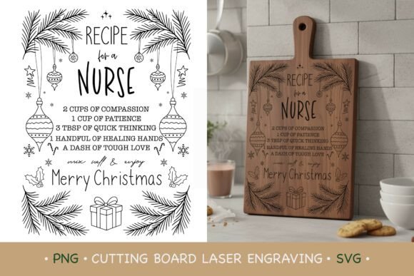 Cutting Board Recipe for a Nurse SVG