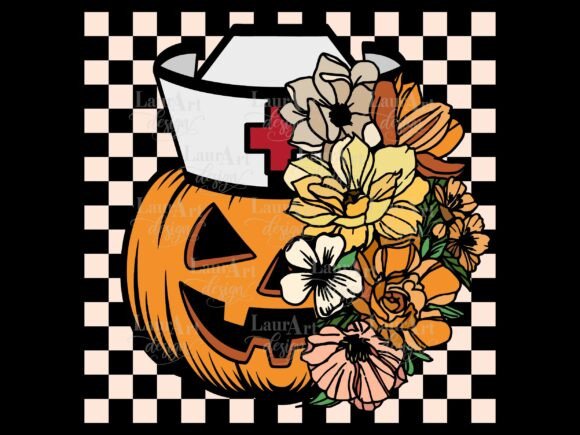 Floral Nurse Pumpkin Halloween Nurse SVG