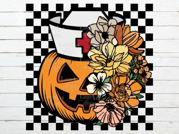 Nurse Floral Pumpkin Halloween Nurse SVG
