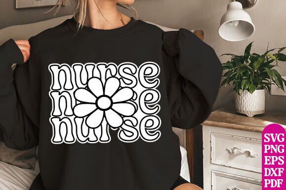 Nurse Flower SVG PNG Retro Nurse Design
