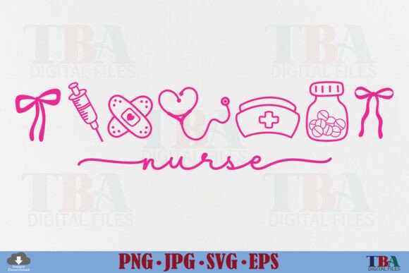 Nurse SVG, Retro Coquette Nurse Doodle