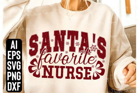 Santa’s Favorite Nurse SVG PNG, Merry Nu